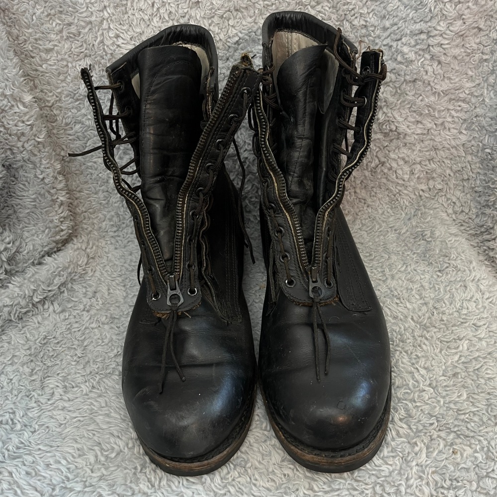 Addison Shoe Co Combat Boots Mens 9.5 E Black Leather Military Vintage 1981 - Picture 11 of 12